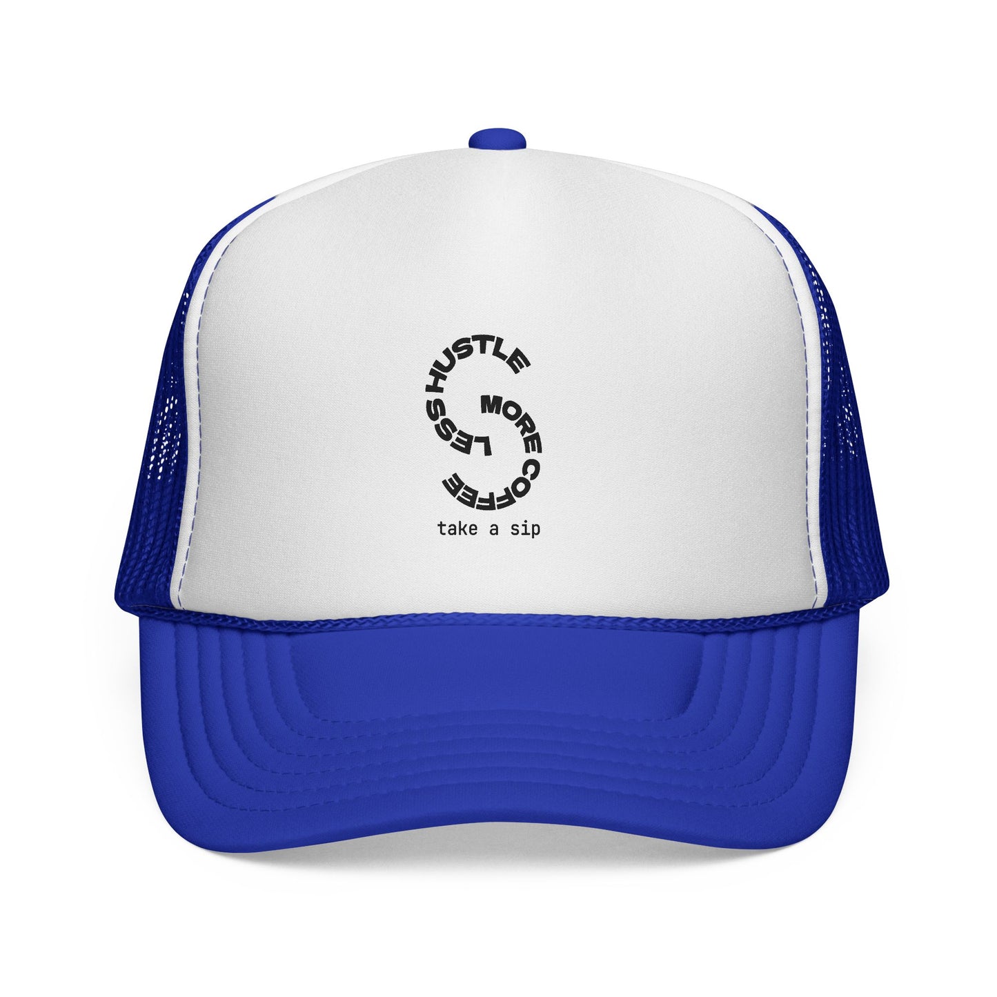 Trucker Cap — 'Hustle More, Sleep Less' Minimal Logo Mesh Hat
