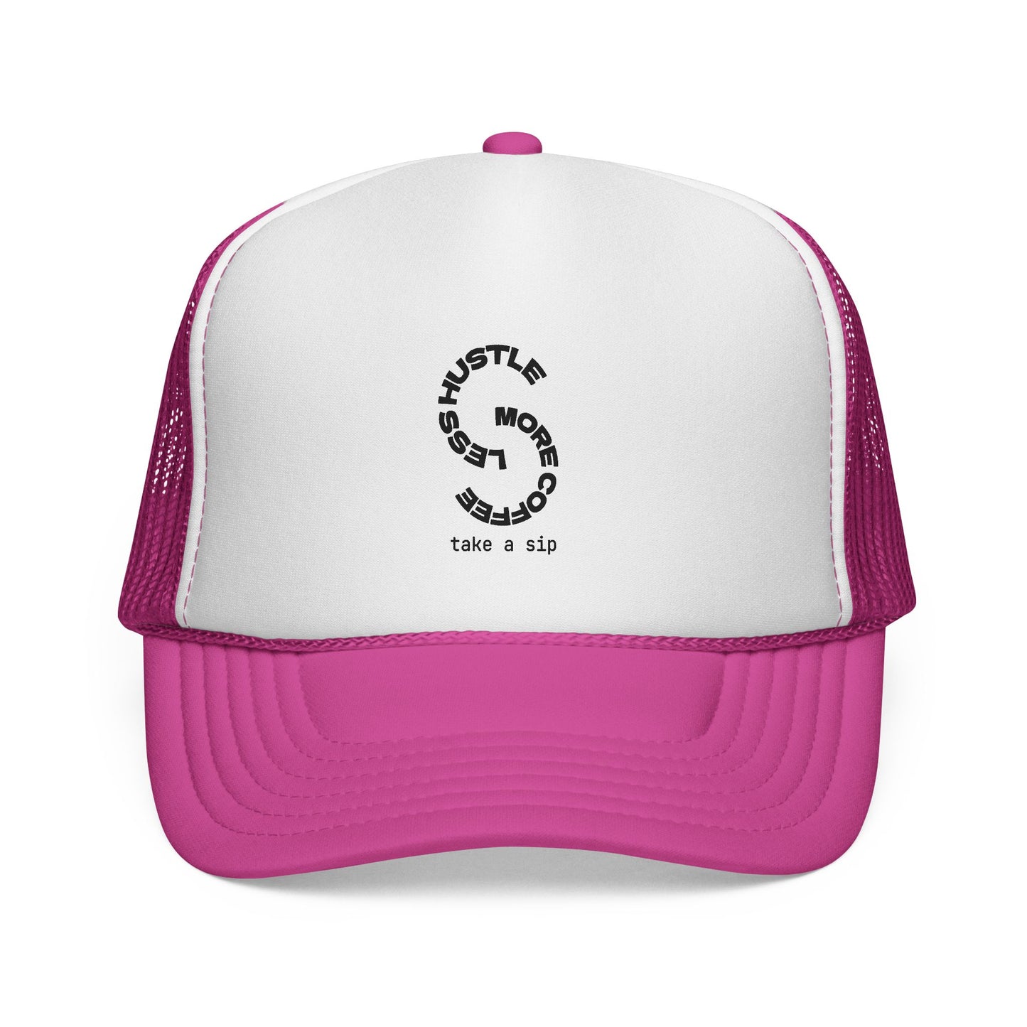 Trucker Cap — 'Hustle More, Sleep Less' Minimal Logo Mesh Hat