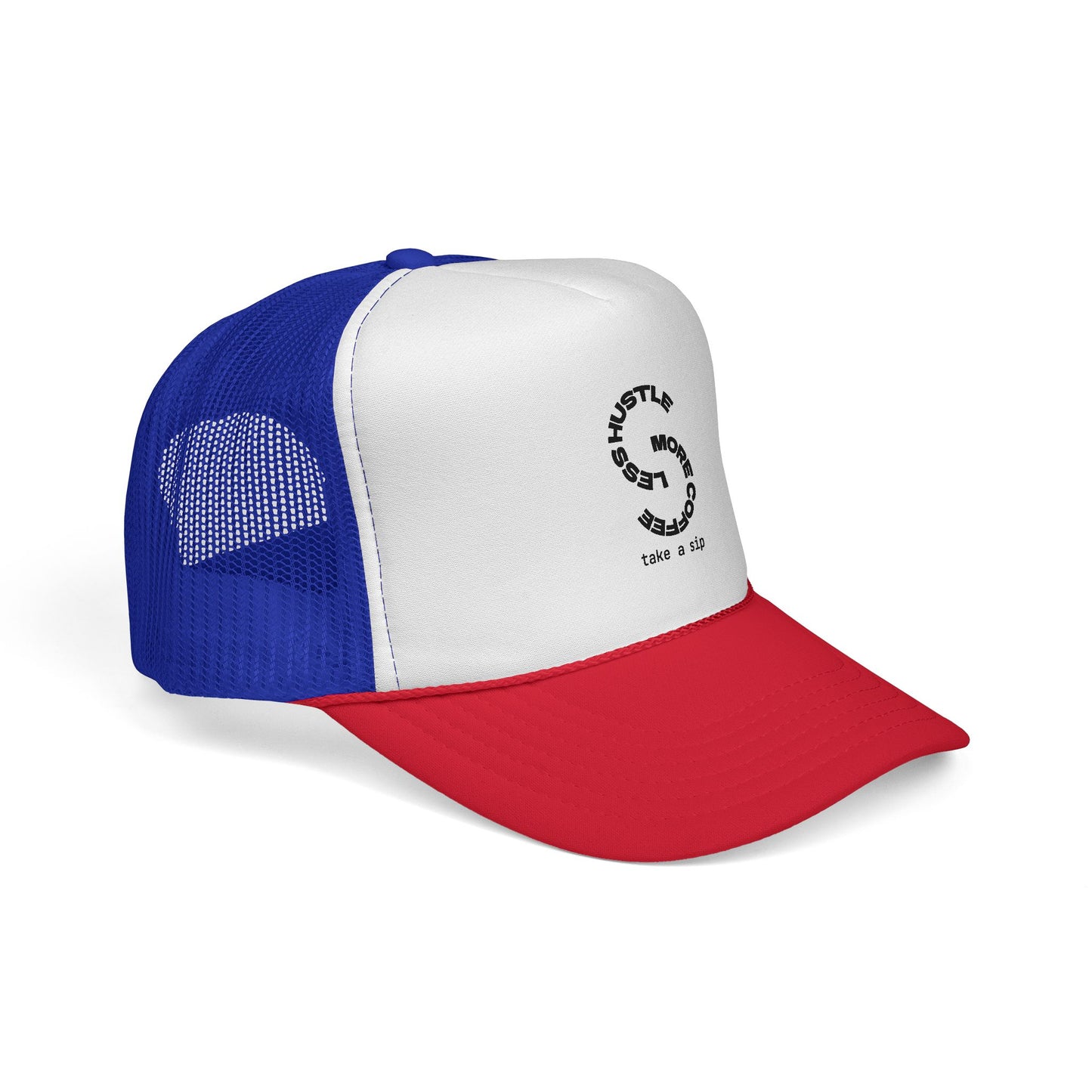 Trucker Cap — 'Hustle More, Sleep Less' Minimal Logo Mesh Hat