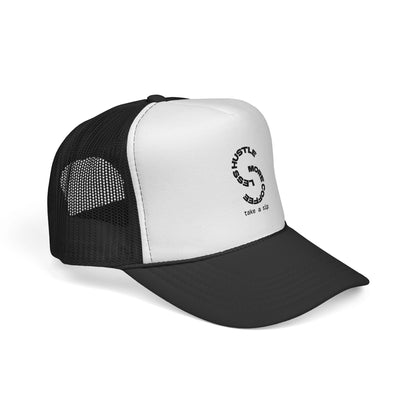 Trucker Cap — 'Hustle More, Sleep Less' Minimal Logo Mesh Hat